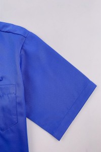 大量訂購藍色純色男裝短袖襯衫      設計工作服襯衫    可印logo    公司制服   團隊制服   恤衫專門店   透氣   舒適   R378 細節-1